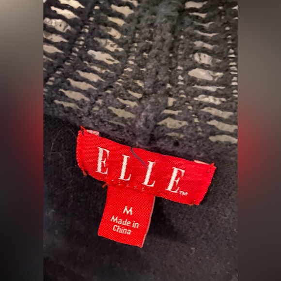 Elle Sz-M Black Cardigan/Shrug- Open Knit Stitching Around Edge/Hem, 3/4 Sleeves - Picture 13 of 16